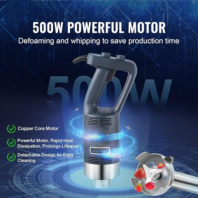 Happybuy 500W Commercial Immersion Blender: A 16-inch Hand Mixer with Stepless Variable Speed Stainless Steel Blade Ideal for Soups Sauces Mashed Potatoes and Cream