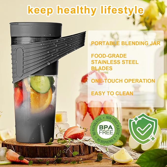 Galera Portable blender for shakes and smoothiesPersonal blender 18000r/m 20 oz Traveling Fruit Veggie Juicer Cup With 7 Blades Portable Blender USB Rechargeable