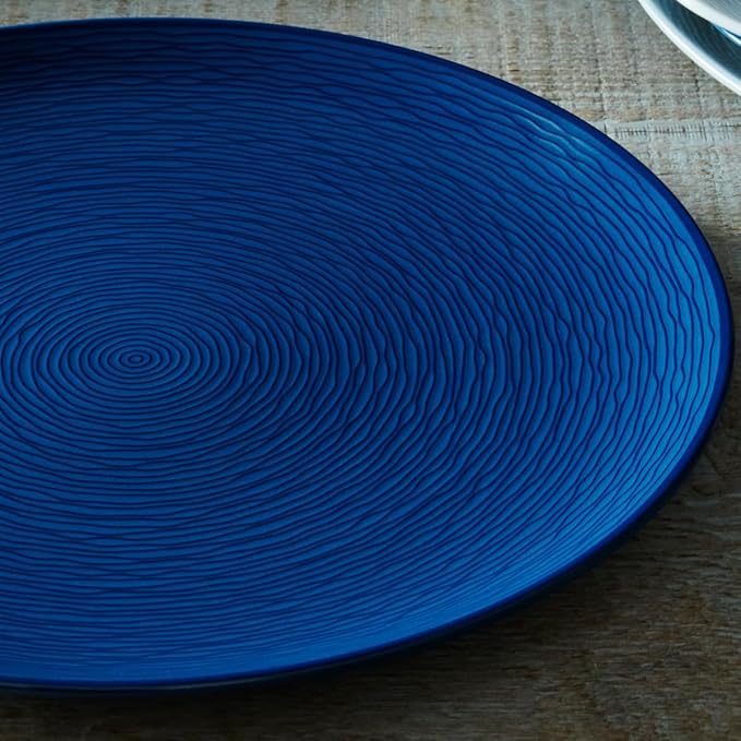 Noritake Colorscapes Navy-on-Navy Swirl 16-Piece Coupe Dinnerware Set Service for 4