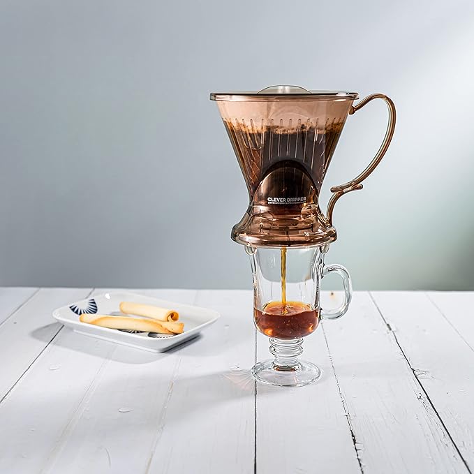 Clever Coffee Dripper and Filters Large 18 oz Original Classic Design Safe BPA Free Plastic dripper coffee maker drip coffee maker pour over 100 filters coaster and lid
