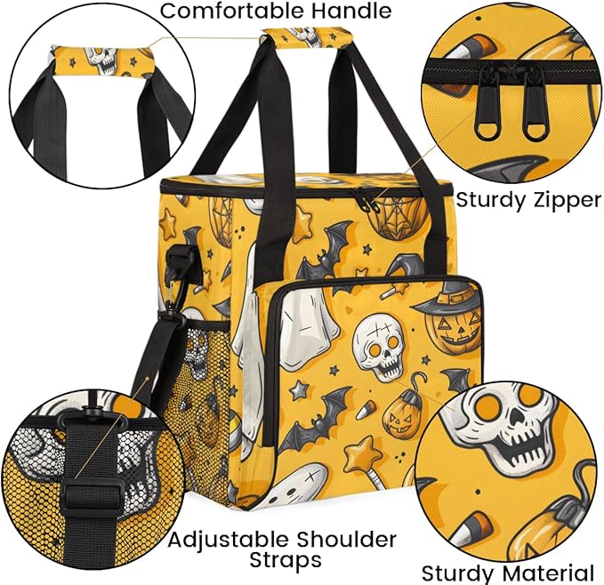 Halloween Pumpkin Coffee Maker Carrying Bag Abstract Pumpkin Travel Storage Bag Compatible with K-Mini or K-Mini Plus Single Serve Coffee Brewer Carrying Case with Multiple Pockets &amp Shoulder St