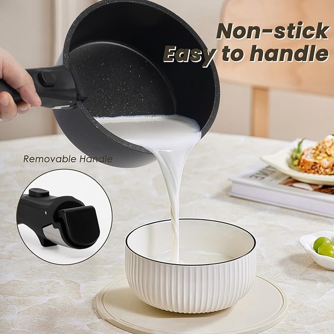 Kikcoin 21 pieces Pots and Pans Set Non-toxic 6 Nonstick pots Cookware Set with Detachable Handles Dishwasher Safe(Black)