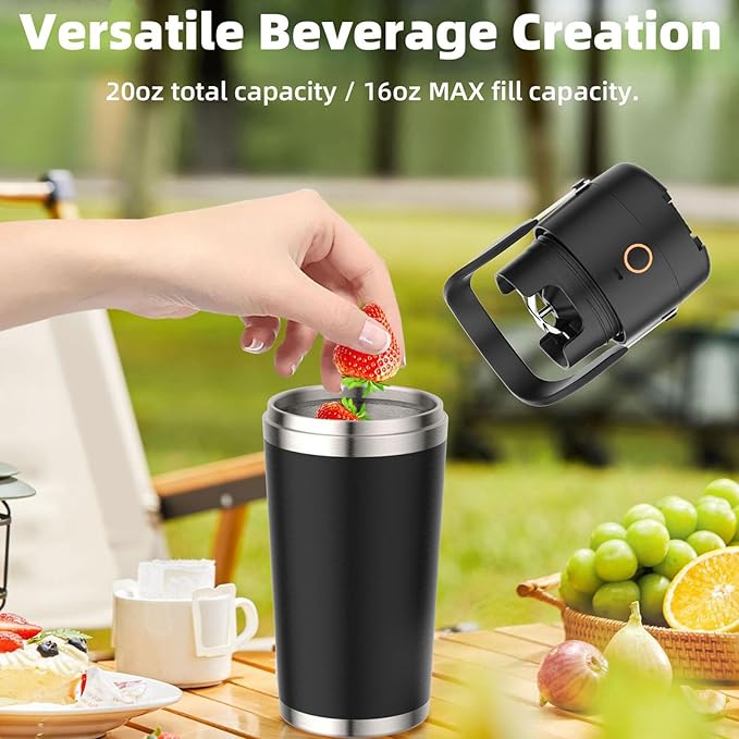 Cordless Juicer with Vacuum Insulated Stainless Steel Container 14000RPM Motor Smoothie Mixer Portable Mixing Cup Stainless Steel Vacuum Blender for Cold Drink