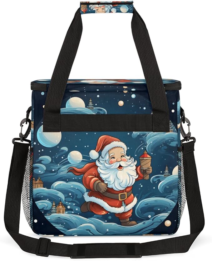 Fantastic Santa Claus Coffee Maker Carrying Bag Cartoon Santa Claus Travel Storage Bag Compatible with K-Mini or K-Mini Plus Single Serve Coffee Brewer Carrying Case with Pockets &amp Shoulder Stra