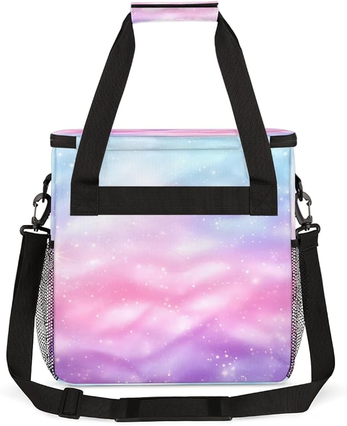 Purple Glitter Coffee Maker Carrying Bag Pink Blue Travel Storage Bag Compatible with K-Mini or K-Mini Plus Single Serve Coffee Brewer Carrying Case with Multiple Pockets &amp Shoulder Strap