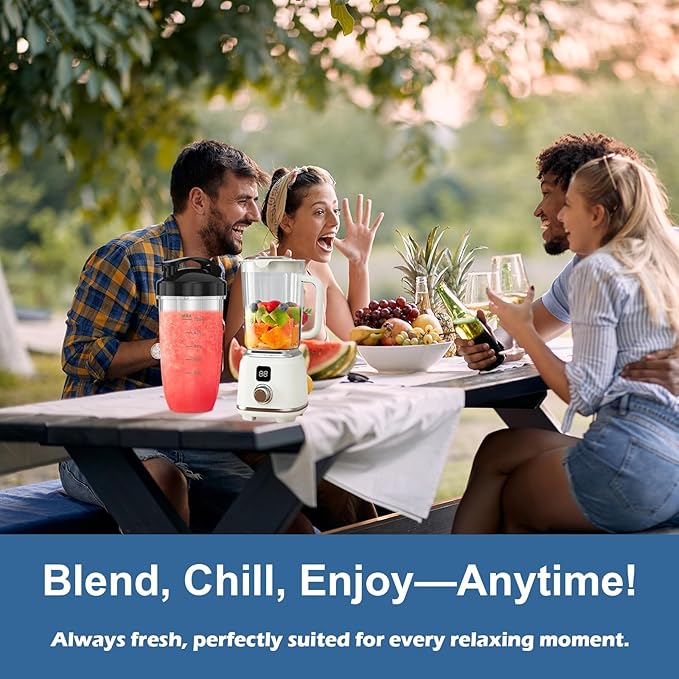 Portable Blender 600ml personal blender Cordless Smoothie Maker with 10-Blade 304 Stainless Steel 3000mAh Rechargeable Battery BPA-Free 2 Speed Settings