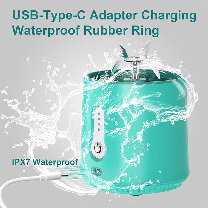 Portable Mini Smoothie Blender Personal Size Electric USB Juicer Cup 500ML with 6 Blades 18000RPM Mixing Efficiently and 25 Cups After Full Charged for Office Gym Camping Travel