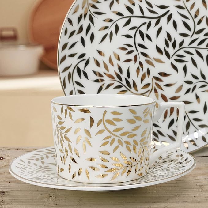 bone china dinnerware sets for 4 kitchen dishes set tableware set for dining include 6.5&amp8&amp10.5&amp12 inch plate European retro style