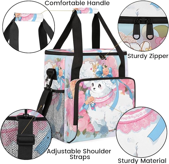Sheep Floral Coffee Maker Carrying Bag Dream Sheep Travel Storage Bag Compatible with K-Mini or K-Mini Plus Single Serve Coffee Brewer Carrying Case with Multiple Pockets &amp Shoulder Strap
