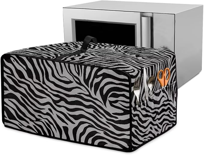 Zebra Printed Toaster Oven Air Fryer Cover with Accessory Pockets washable Toaster Oven Dust Cover for Kitchen Counter 20.5 x 16.5 x 10 Grey