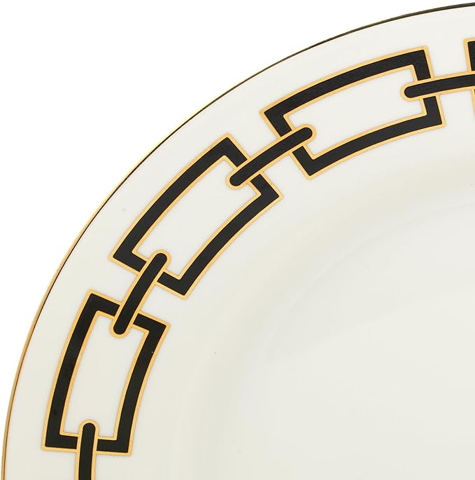 Joseph Sedgh Collection “Abbey” 20-Piece Bone China Dinnerware Set Service for 4 Black and Gold Chain