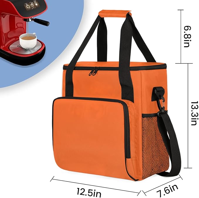Orange Coffee Maker Carrying Bag Waterproof Insulated Leakproof Cooler Bag Portable Storage Tote Bag Organizer With Shoulder Strap