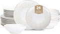 Stone Lain Linea 24-Piece Dinnerware Set Stoneware White
