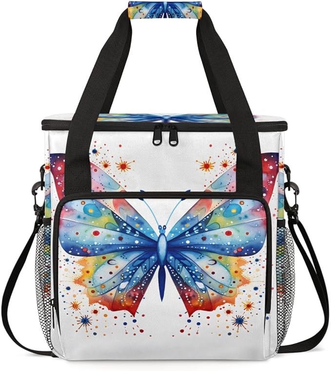 Abstract Butterfly Coffee Maker Carrying Bag Cute Butterfly Travel Storage Bag Compatible with K-Mini or K-Mini Plus Single Serve Coffee Brewer Carrying Case with Multiple Pockets &amp Shoulder Str