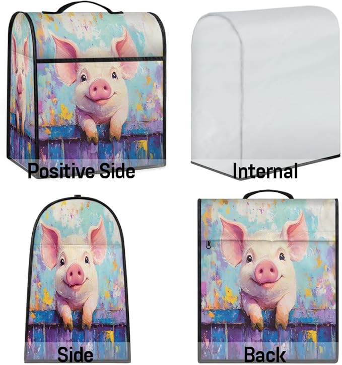 cfpolar Kitchen Aid Mixer Cover Compatible with 6-8 Quarts Animal Pig Cute Stand Mixer Cover Kitchen Aid Mixers Accessories Appliance Organizer Bag Dust Covers with Zipper Pocket