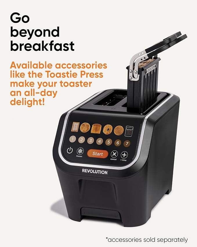 Revolution R90 Digital Toaster – 2-Slice High-Speed Toaster with Patented InstaGLO 2.0 Technology – Toast Bread Bagels Waffles Muffins Tortillas Pastries – Matte Black