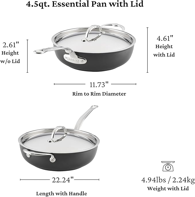 Hestan TITUM Fusion 10-Piece Nonstick Cookware Set Double Impact Stainless Steel Base &amp Aluminum Body Induction Compatible Made without PFOAs