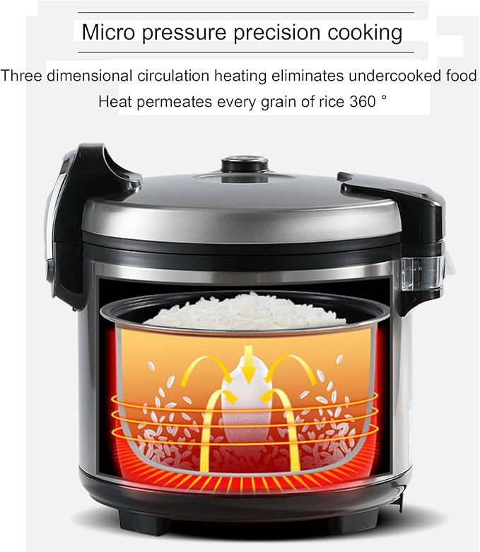 Commercial Rice Cooker Large Capacity Stainless Steel Rice Cooker 10-25L for Restaurant Canteen PartyRice Warmer for 24H(10L)