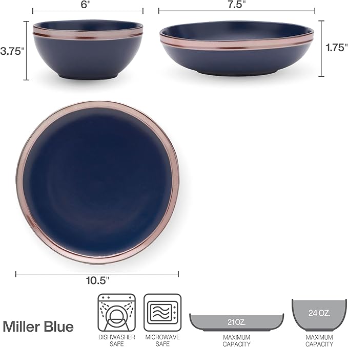 Mikasa Miller 12 Piece Dinnerware Set Service for 4 Blue
