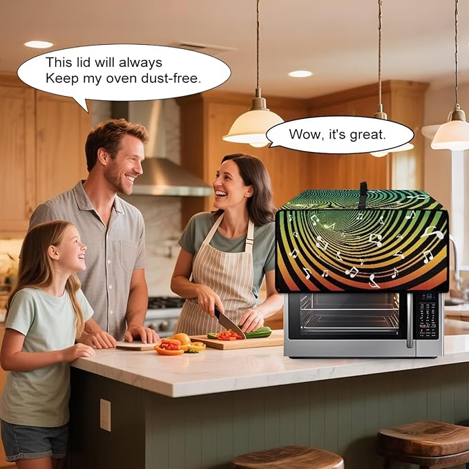 Music Pattern Bread Maker Covers Anti Dust Toaster Oven Cover for Kitchen Counter Decorative Toaster Oven Air Fryer Cover Compatible with Air Fryer Toasters Smart Oven Black