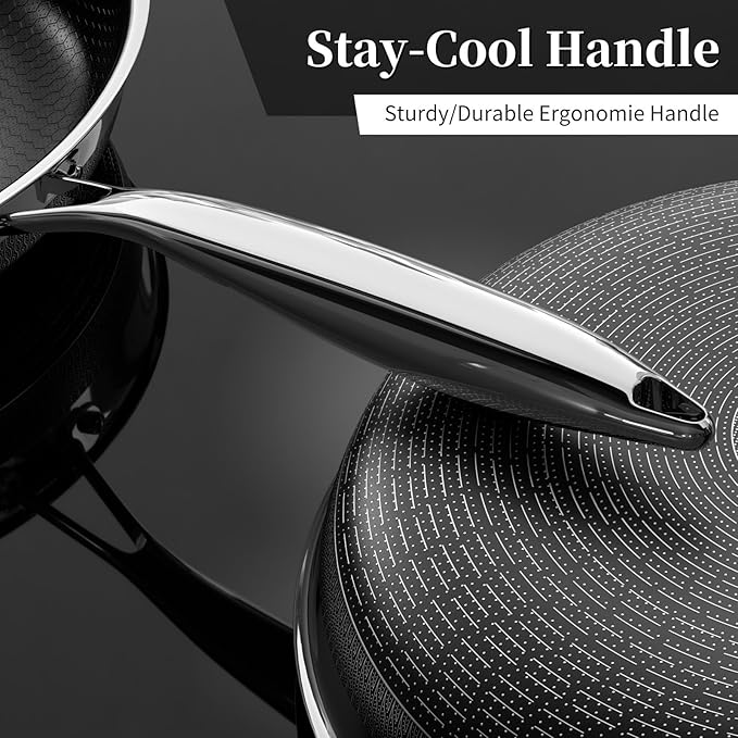Innerwell Nonstick Frying Pans 9.5 Inch Hybrid Tri-Ply Stainless Steel Frying Pans Titanium Ceramic Nonstick Cooking PanPFAS/PFOA/PTFE FreeCompatible with All Cooktops