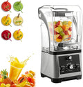 Professional Electric Blender Silent Smoothie Maker With Cover Countertop Professional Electric Food Machine Six-Bladed Stainless Steel Knife for Juices and Smoothies.(Gray)