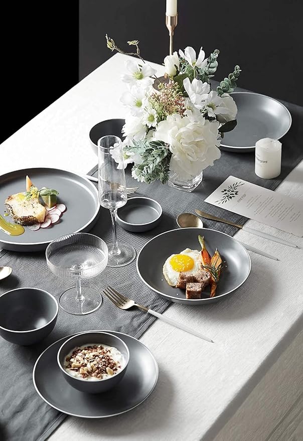 Palace Style Tabletop Dinner SetsFine Dinnerware Sets Dinner Plate Ceramics Dinner Sets 16 Pieces Nordic Style Porcelain Combination Set