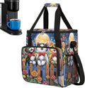 Cartoon Cat Singing On Flowery Fence Coffee Maker Carring Bag Travel Carrying Storage Tote Bag Compatible with Keurig K-Mini or K-Mini Plus Portable Single Serve Coffee Brewer Case with Pockets
