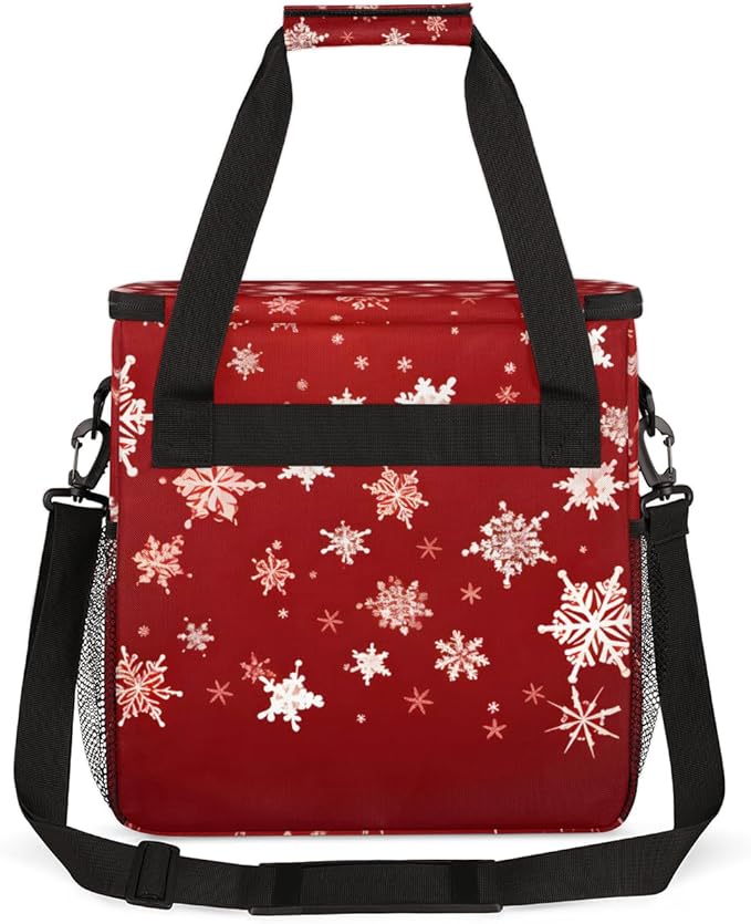 Xmas Snowflakes Coffee Maker Carrying Bag Oil Painting Snowflakes Travel Storage Bag Compatible with K-Mini or K-Mini Plus Single Serve Coffee Brewer Carrying Case with Pockets &amp Shoulder Strap