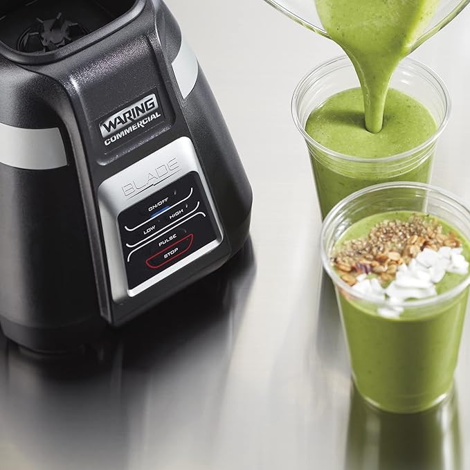 Waring Commercial BB320S Blade 1 HP Blender Touchpad Controls with 48 oz Stainless Steel Container 120V 5-15 Phase Plug Black