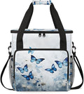 Flowers Butterfly Coffee Maker Carrying Bag Glitter Butterfly Travel Storage Bag Compatible with K-Mini or K-Mini Plus Single Serve Coffee Brewer Carrying Case with Multiple Pockets &amp Shoulder S