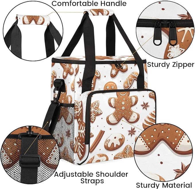 Dreamy Gingerbread Man Coffee Maker Carrying Bag Travel Storage Bag Compatible with K-Mini or K-Mini Plus Single Serve Coffee Brewer Carrying Case with Multiple Pockets &amp Shoulder Strap
