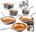 12-Piece Nonstick Ceramic Cookware Set – Pots &amp Pans Kitchen Set with Lids Oven-Safe All Cooktop Compatible Includes Frying Skillet Saucepan &amp Stockpot