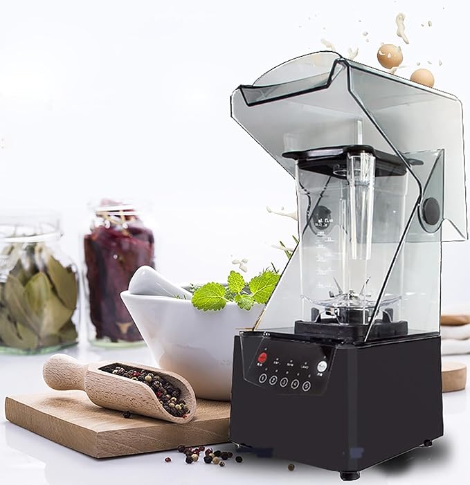 Blender Smoothie Maker Portable Blender with 5 Presets 2200W Glass Jug Blender Mixer with 6 Stainless Steel Ice Crusher Blades 17000 RPM Shredded Ice With Hood Soundproof Smoothie Blender for Kitc