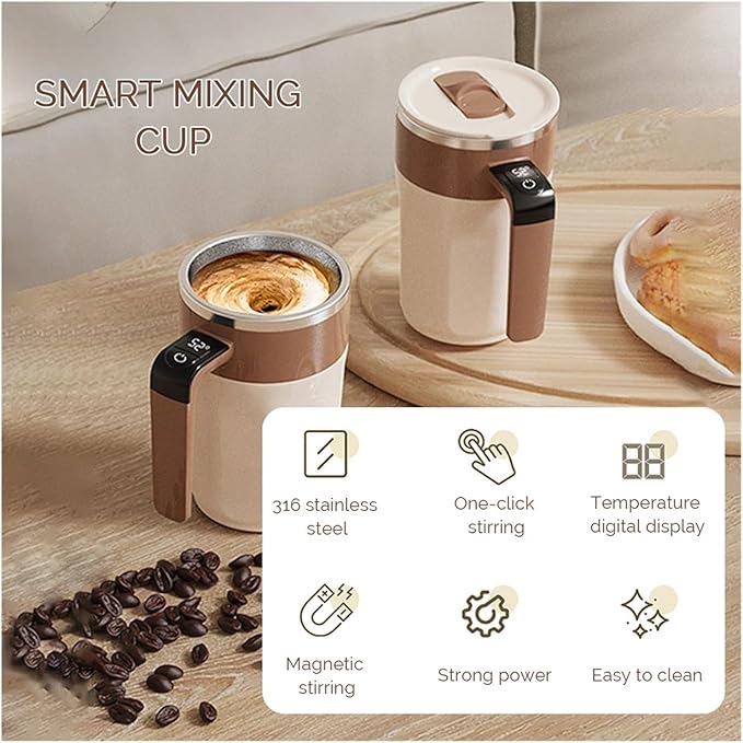 Self Stirring Coffee Mug Automatic Stirring 400ml Smart Mixing Cup Mini Electric Coffee Self Mixing Mug Lazy Milkshake Rotating BlenderElectric Stirring Cup(Brown)