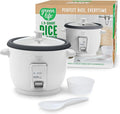 GreenLife Rice Cooker with Removable PFAS-Free Ceramic Nonstick Pot 3-Cups Uncooked/6-Cups Cooked Grains &amp Oatmeal Multicooker Compact One-Switch Design Auto Keep Warm Easy Clean White