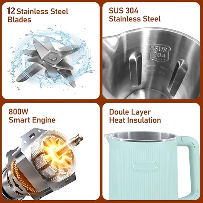 8-in-1 Automatic Soy Nut Milk Maker40oz Soy Milk Maker for Homemade AlmondOatSoy MilkRice PasteComplementary FoodJuiceMilk Maker Machine with Delay Start/Keep Warm/Self Clean/Boil Water