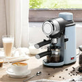 Espresso Coffee Maker 240ml Small Automatic Hand Grinding Coffee Machine with Steam Milk Frother Cappuccino Latte Machine with Latte Art Cup Coffee Pot for Home Office (Blue