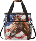 Coffee Maker Carrying Bag Horse American Flag Single Cup Coffee Maker Travel Bag Compatible with Keurig K-Mini or K-Mini Plus Portable Storage Bag with Shoulder StrapAZ-199