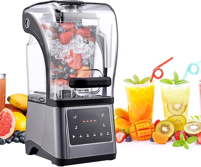 Blender Smoothie Machine Smoothie Blender Food Grade Ice Crusher Slush Machine with 1.6L Hopper Cover Silent Broken Wall Cooking Machine for Commercial Home
