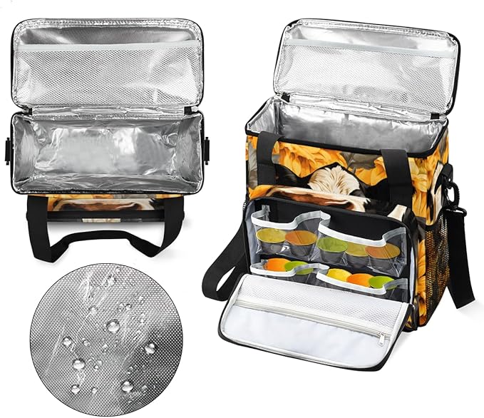 Cow Sunflowers Coffee Maker Carrying Bag Portable Travel Storage Tote Bag Compatible with K-Mini or K-Mini Plus Single Serve Coffee Brewer Carrying Case with Multiple Pockets &amp Shoulder Strap