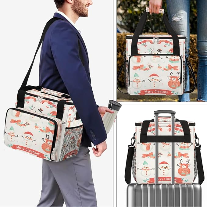 Christmas (705) Coffee Maker Carring Bag Travel Carrying Storage Tote Bag Compatible with Keurig K-Mini or K-Mini Plus Portable Single Serve Coffee Brewer Case with Pockets for K-cup Pods