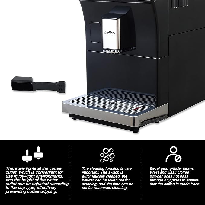 Fully Automatic Espresso Machine for Countertop Latte &amp Cappuccino Maker 19 Bar Coffee Makers with Milk Frother Lcd Coffee Machine for HomeStainless Steel