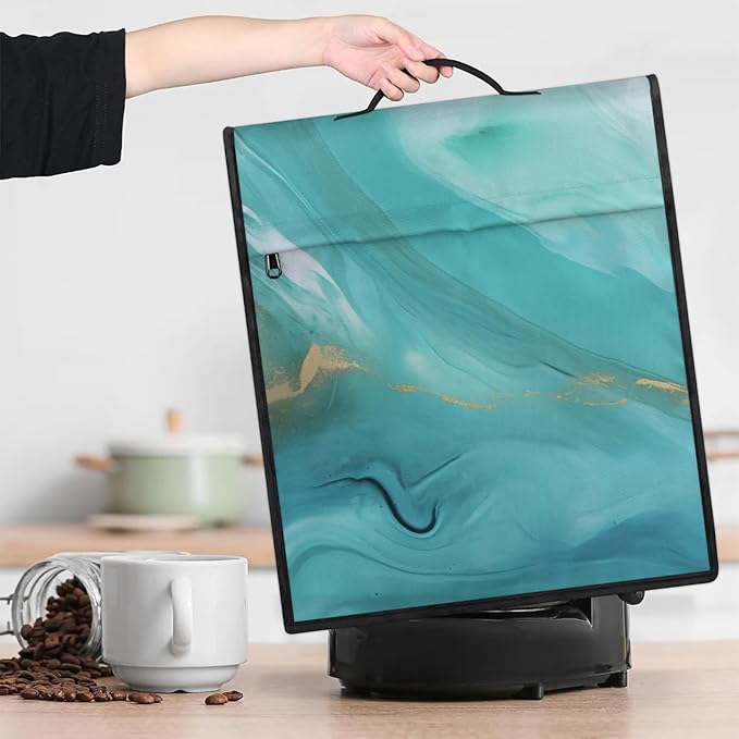 Kitchen Aid Mixer Cover Turquoise Color Background Marble Stand Mixer Cover Compatible with 6-8 Quarts Stand Mixers Dust Covers with Zipper Pocket Foldable Washable Kitchen Aid Organizer Bag