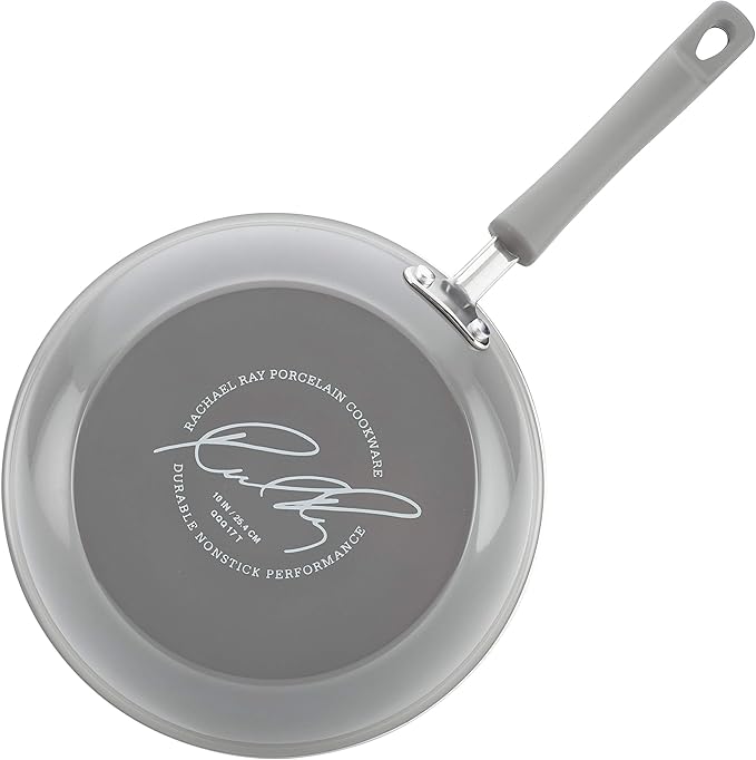 Rachael Ray Brights Nonstick Cookware Pots and Pans Set 14 Piece Sea Salt Gray