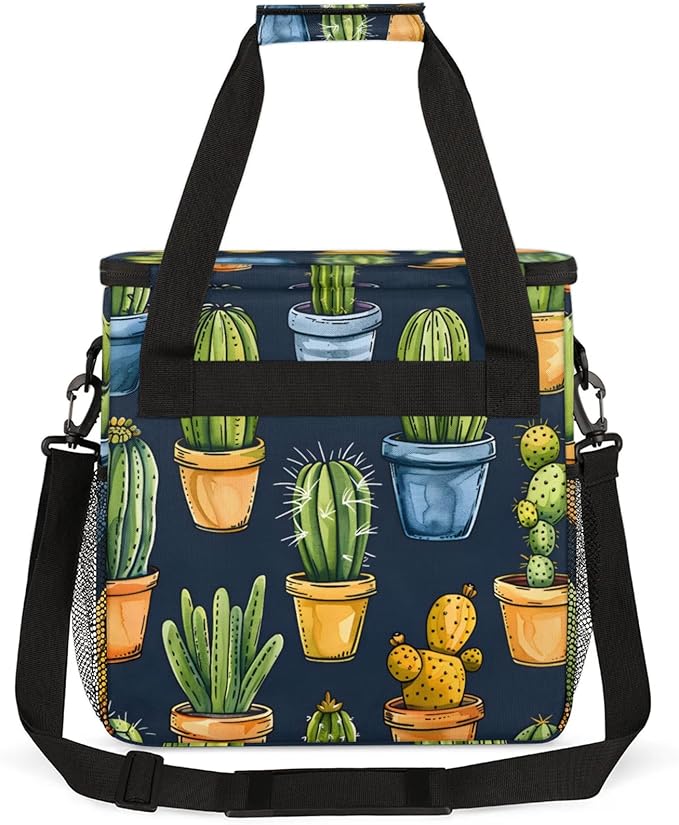 Potted Cactus Coffee Maker Travel Bag for Keurig K-Mini/K-Mini Plus Insulated Waterproof Tote with Pockets for K-Cup Portable Single-Serve Brewer Case