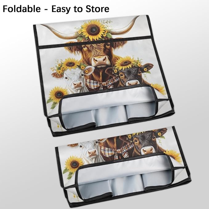 Kitchen Aid Mixer Cover Sunflower Cute Highland Cows Stand Mixer Cover Compatible with 6-8 Quarts Stand Mixers Dust Covers with Zipper Pocket Foldable Washable Kitchen Aid Organizer Bag