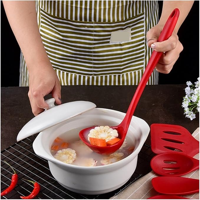 Silicone Heat Resistant Non Stick Kitchen Spatula Spoon Cooking Baking Tools Kitchen Utensils Gadgets Tool Set(Black 5pcs)