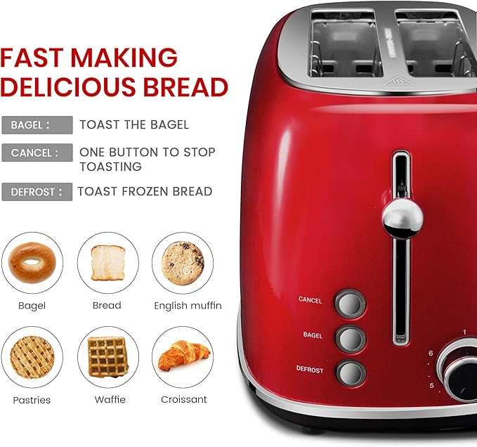 Roter Mond Retro 2 Slice Toaster + Electric Wine Opener Set for Merry Christmas