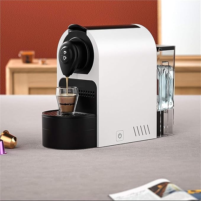Fully Automatic Coffee Machine with Grinder for Home and Office - White Espresso Maker with Electric Capsule Functionality